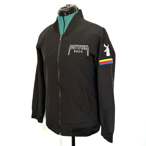 Dutch Bros Coffee Full ZipUp Bomber Jacket Black Size Small Embroidered Logo - Picture 2 of 8